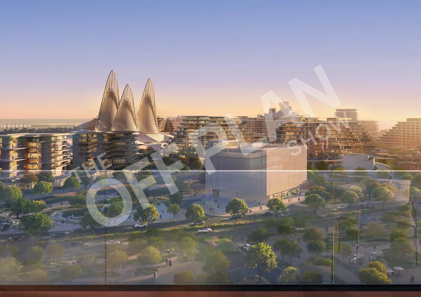 Balcony view across the Cultural District to the Zayed National Museum