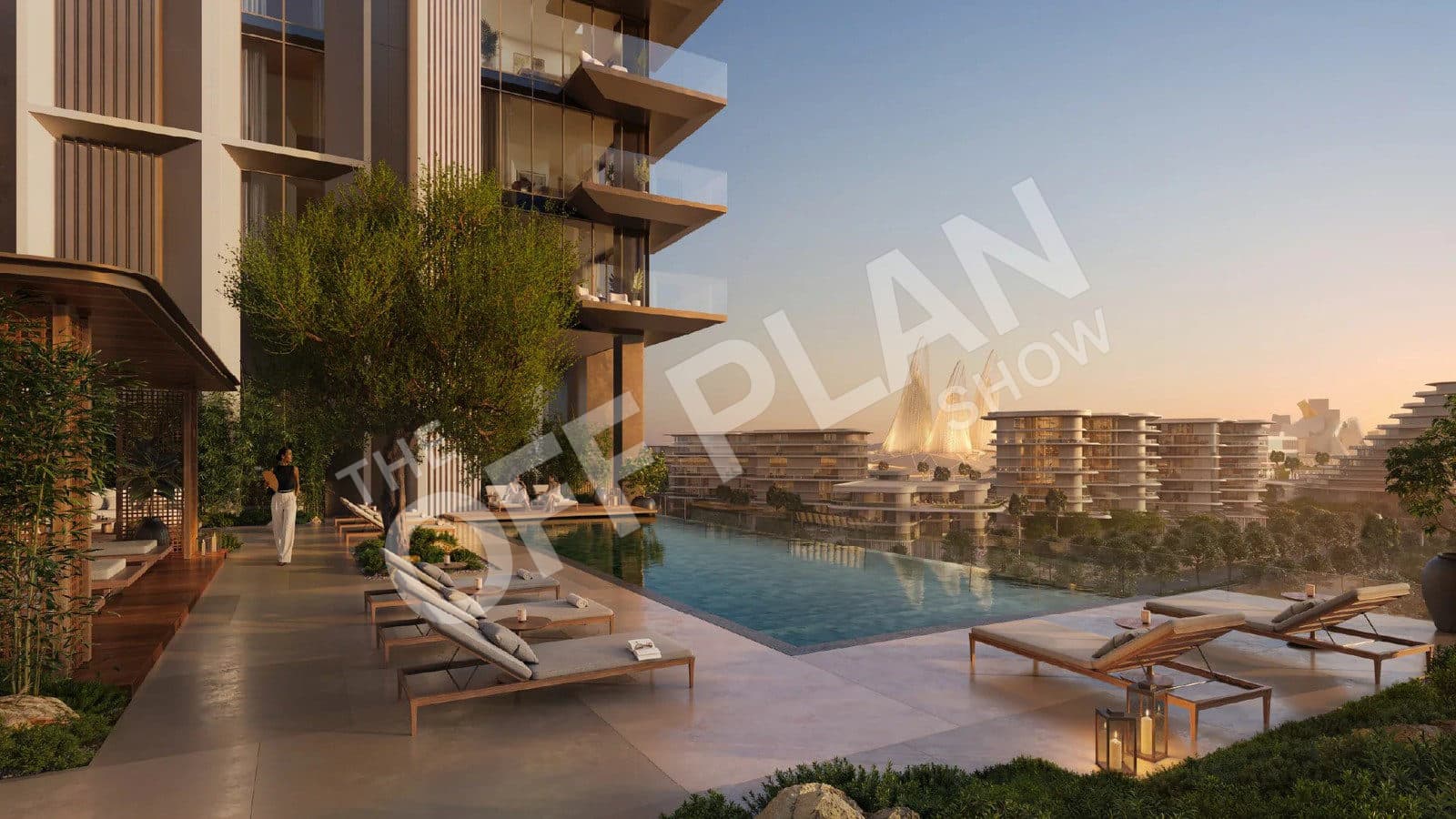 Rooftop pool deck at Sei Saadiyat with loungers and views over Saadiyat Cultural District