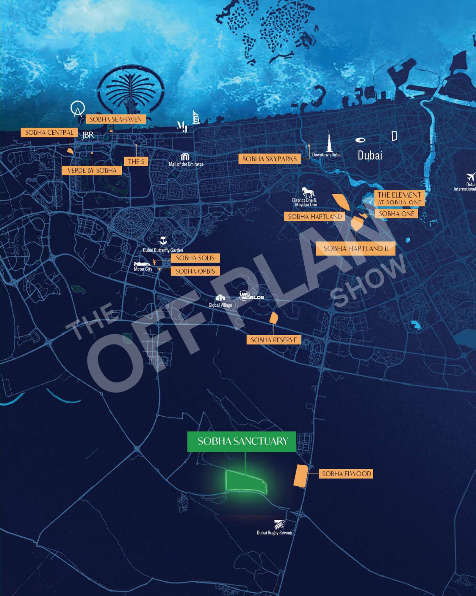 Map showing where Sobha Sanctuary is