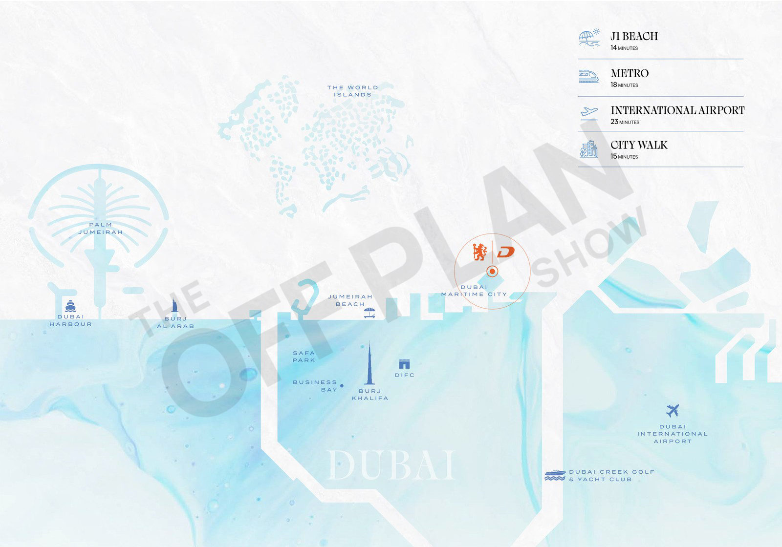 Map showing where Chelsea Residences by DAMAC is