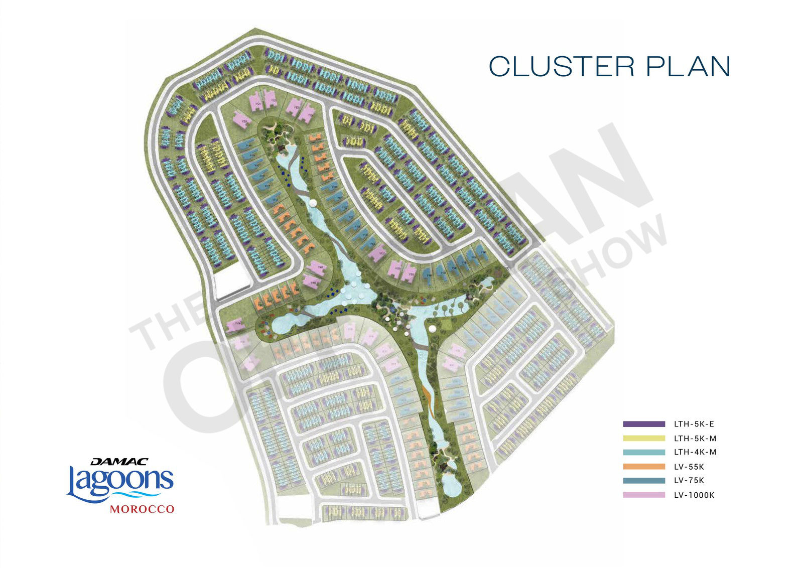 Morocco Phase 2 cluster plan with a key to the townhouse and villa types
