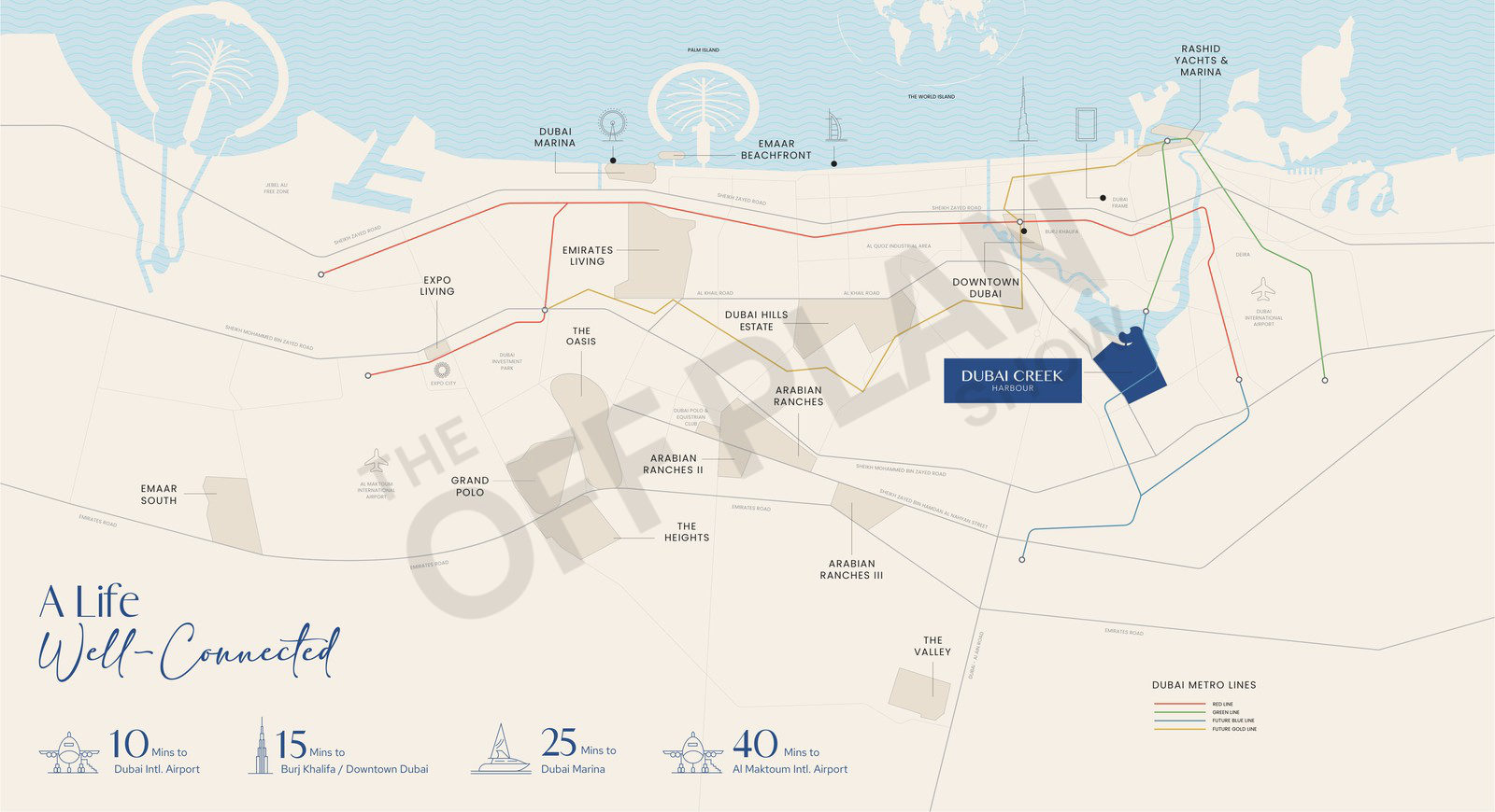 Map showing where Valia at Dubai Creek Harbour is